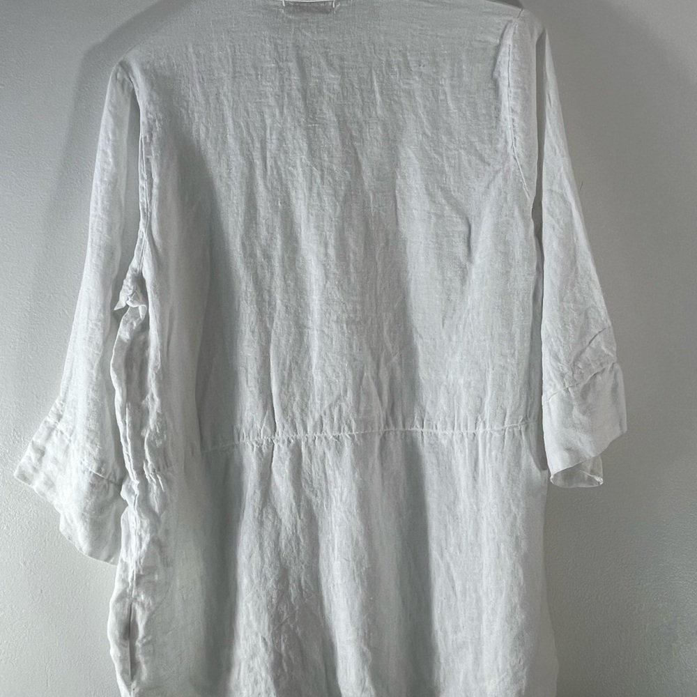 Laura Bianchi 100% Linen Top Womens Size Small Made in Italy White 3/4 Sleeve - Picture 2 of 6